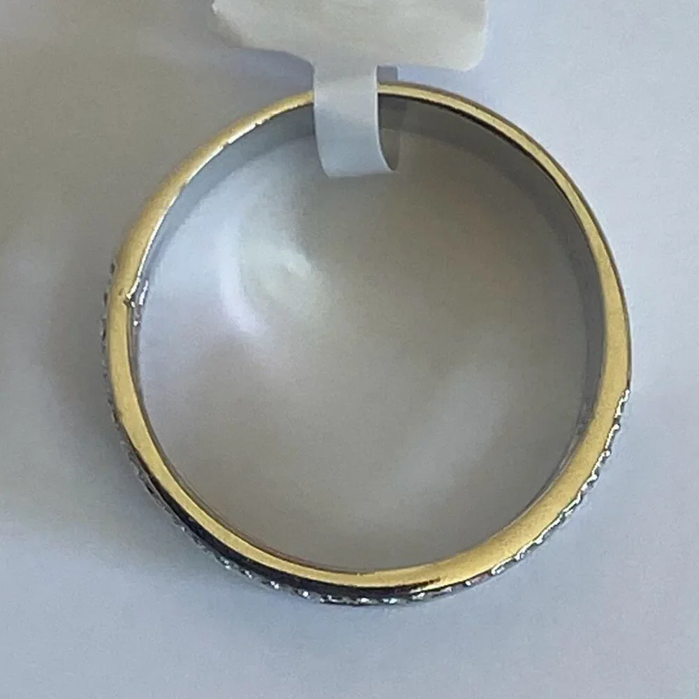 Men’s Stainless Steel Ring Size 10 CZ Pave Band Silver Statement